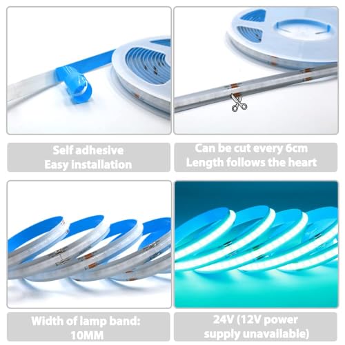 Tira LED COB RGB 24V 2M WIFI Set Regulable, Arote Tira LED COB con Controlador y Fuente de Alimentación, Alta Densidad 576LED/M IP20, Controlable por APP para Dormitorio Cocina Decoración Interior - imagen 2