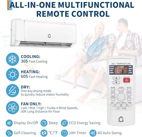 Image of 12000 BTU Mini Split Air Conditioner & Heater, 21 SEER2 Inverter, WiFi-Enabled Ductless AC Heat Pump, Quiet Wall-Mount Split System, Cools & Heats Up to 750 Sq.ft, Installation Kit, 230V