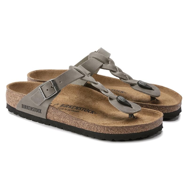 Image of Birkenstock Gizeh Braided Oiled Leather Sandals - Heritage Patina with Comfort, 8-8.5 Wide