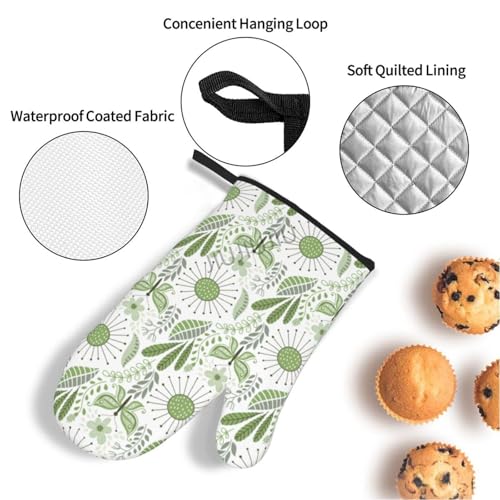 Oven Mitts and Pot Holders Set Butterfly Patterns Non-Slip Heat Resistant Oven Mitts and Potholder for Cooking Baking Grilling BBQ - immagine 4