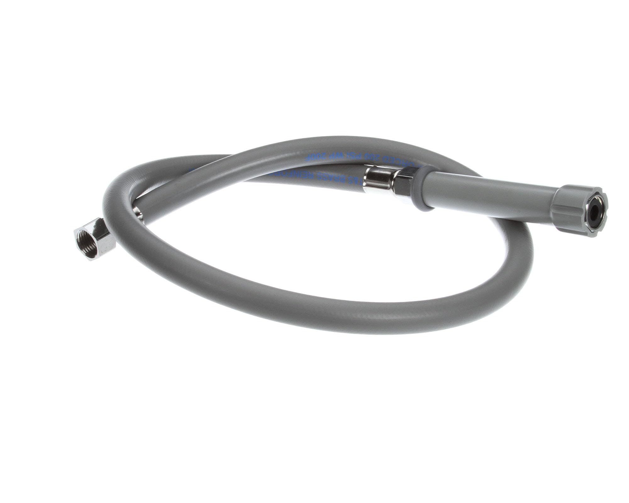 TS Brass B-44-R 44-Inch Reinforced PVC Hose by T&S Brass – 44", 1.0 load, Polished chrome plated brass end fittings, thermoplastic handle and reinforced PVC hose, Model B-0044-R