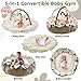 5-in-1 Thick & Plush Baby Play Gym, Baby Play Mats for Floor, Tummy Time Mat with 6 Toys, Cat Bed, Dog Bed, Convertible Stage-Based Developmental from Baby to Toddler, Ball Pit, Pet Cushion, Brown