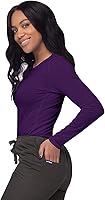 Vista 3 de Sivvan Camiseta de manga larga para mujer, diseño cómodo para usar debajo de ropa quirúrgica
