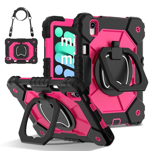 Coque iPad mini 7 2024 antichoc avec poignée et support - Rouge et noir