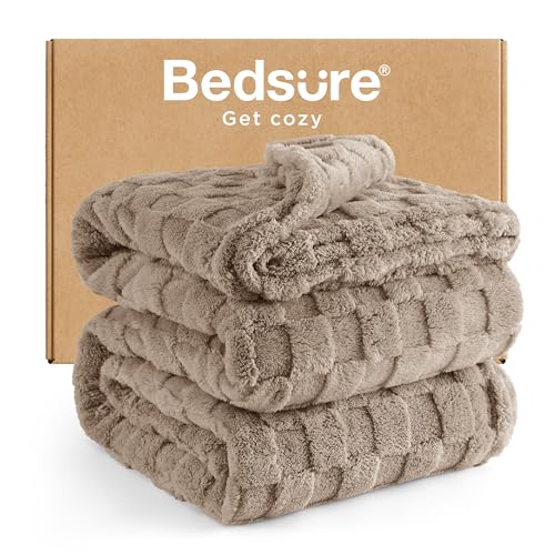 Bedsure GentleSoft Blankets Queen Size for Bed - Super Soft Cozy Blanket for Women Men Girls, Large Fuzzy Fleece Throw for Bedroom Decor, Light Taupe, 90x90 Inches