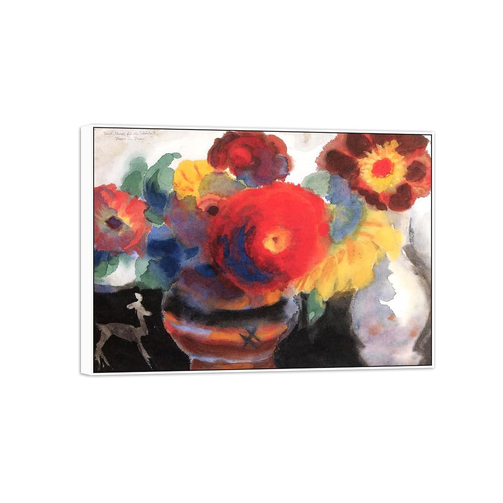 SDYSKKUG Famous Wall Art. Canvas Prints. Flowers Vase.85x60cm White Frame