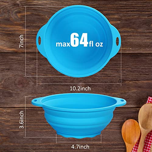 Jovilife Collapsible Siliconelsalad Bowl 64Oz Camping Bowl Outdoor Hiking Travel Durable Bowl For Storage And Mixing Food-Grade Silicone Food Storage Container 1 Pack (Blue) #TOP1