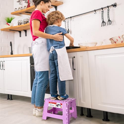 ACSTEP 9 Inch Folding Step Stool 300 LB Capacity Plastic Foldable Step Stools for Kids and Adults, Folding Stool Suitable for Kitchen, Stepping Stool with Handle Light Purple Small Step Stool 1PC by ACSTEP - Image 8