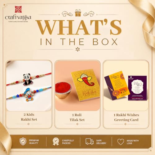 Image of CraftVatika Rakhi Set for Kids Brother, Rakhi Set of 2 for Brother Boys Baby Kids, Designer rakhis for Rakshabandhan Children Raki Set with Greeting Card, Tilak Set, for Premium RakshaSutra for Child