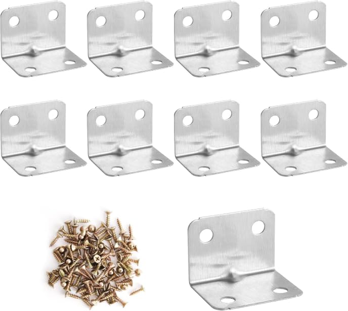 30 Piezas Ángulos Metálicos 30x22x22mm con 120 Tornillos Incluidos Escuadras Metálicas de Acero Inoxidable Anticorrosión Soporte de Ángulo Reforzado para Muebles, Estanterías y Estructuras de Madera
