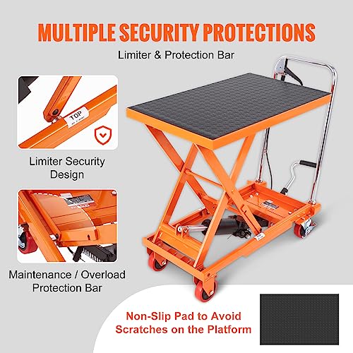 image for VEVOR TF23 Hydraulic Lift Table Cart, 500lbs Capacity 28.5