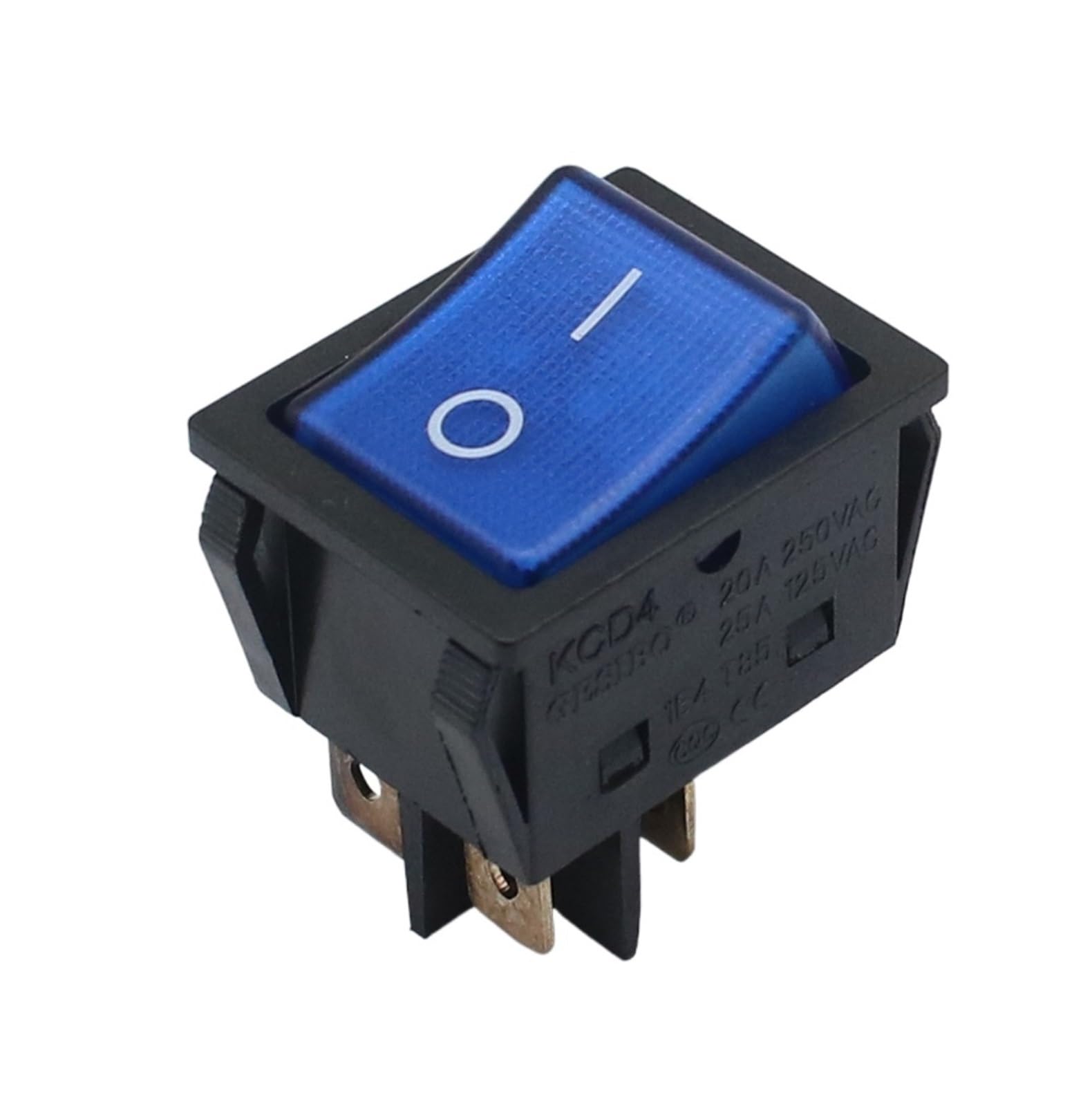 Interrupteur bipolaire 4 broches KCD4 bleu lumineux 16A 250VAC pour commutateur matériel