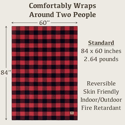 Image of 100% Wool Blanket Camping, 60 inchx84 inch Large Warm Blankets for Winter, Buffalo