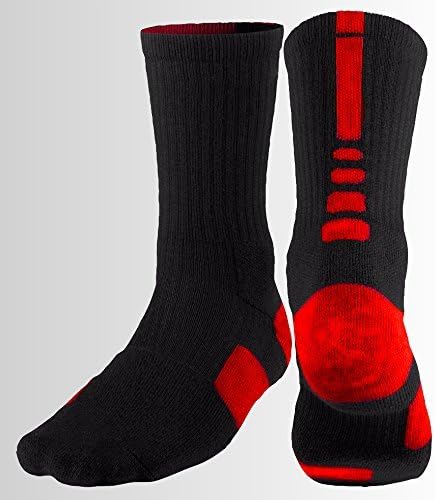 Dry Compression Socks Sport-Pro Graduated Fit Moisture Wicking Compression Socks for Vericose, Injury Recovery, Running, Crossfit, Sports, Flight, Pregnancy, Unisex (Black/Varsity Red)