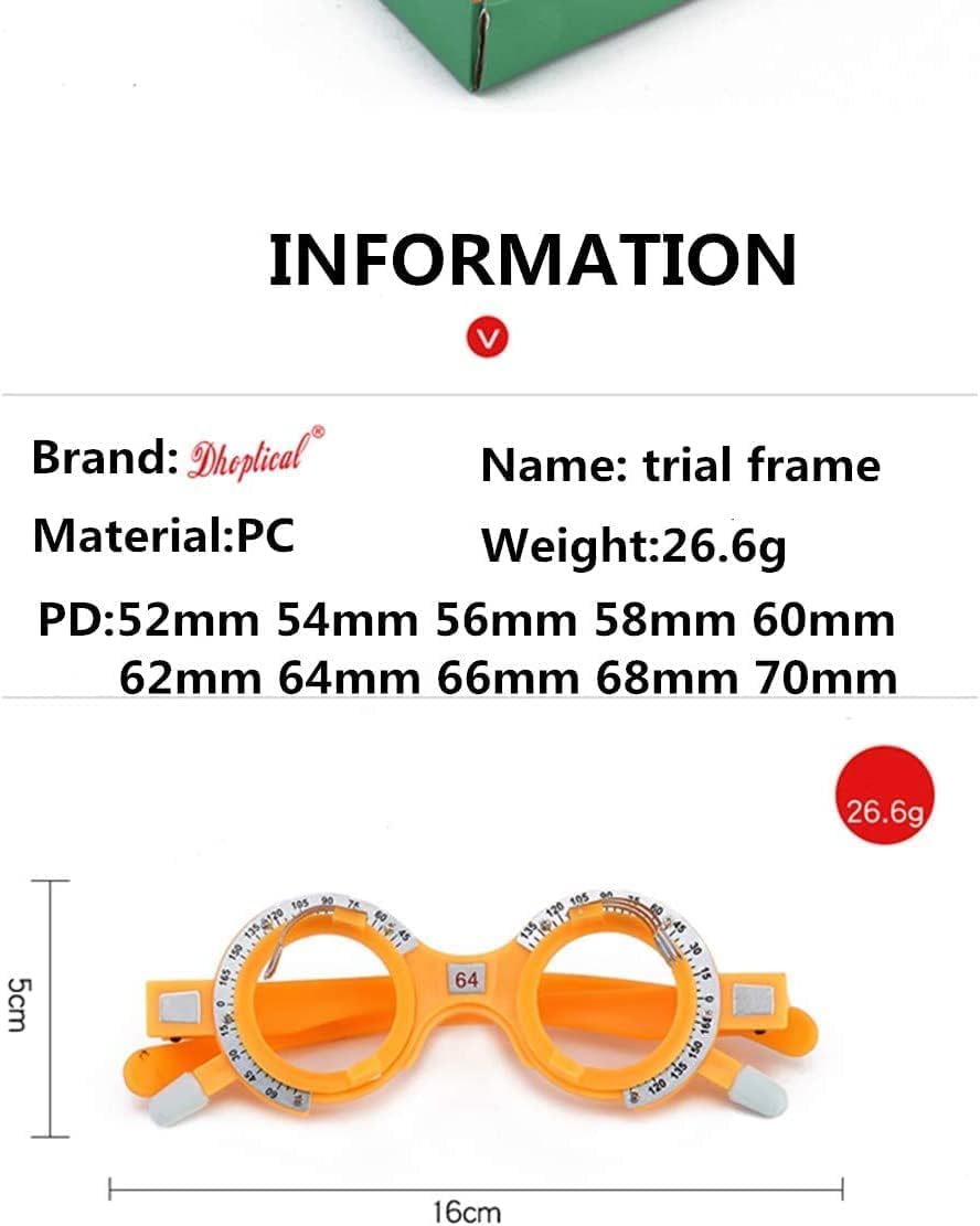 Optische Probeglasfassung Professionelle Optometrie-Brille mit verstellbarem PD 52mm-70mm, Sehtest-Brille mit flexiblen Bügeln & weichen Silikon-Nasenpads für Optometristen & Kliniken