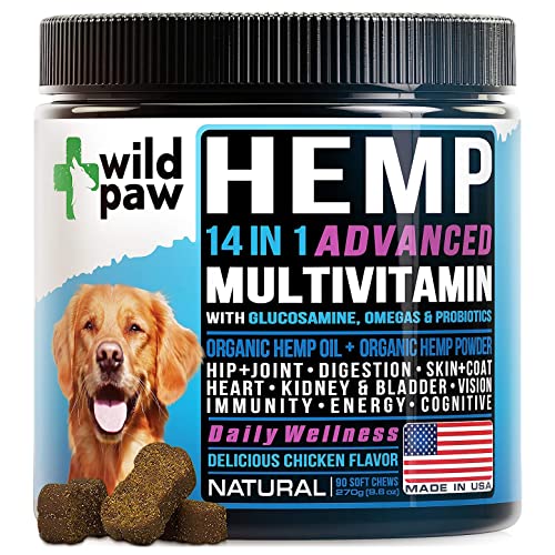 Wildpaw 14 In 1 Multivitamin Treats For Dogs With Hemp, Glucosamine, Chondroitin, Msm, Omegas & Probiotics - Advanced Supplements With Natural Daily Vitamins For Dogs Overall Health And Joint Support #TOP17