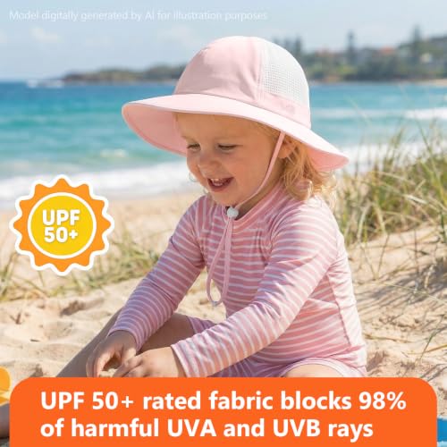 Image of BASSDASH Kids UPF 50+ Wide Brim Sun Hat for Summer Beach Outdoor