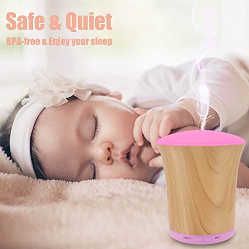 Luscreal Essential Oil Diffuser Set Woodgrain, 200Ml Aromatherapy Diffusers For Essential Oils And Humidifiers With Adjustable Cool Mist Mode, Auto Shut-Off, 8 Colors Light For Office Hom Gift Idea #TOP5