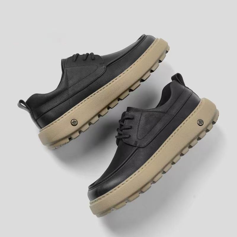 Men's Height Increasing Casual Shoes Genuine Leather Platform Sneakers, Elevator Shoes for Men with Thick Sole Everyday Wear - Image 8