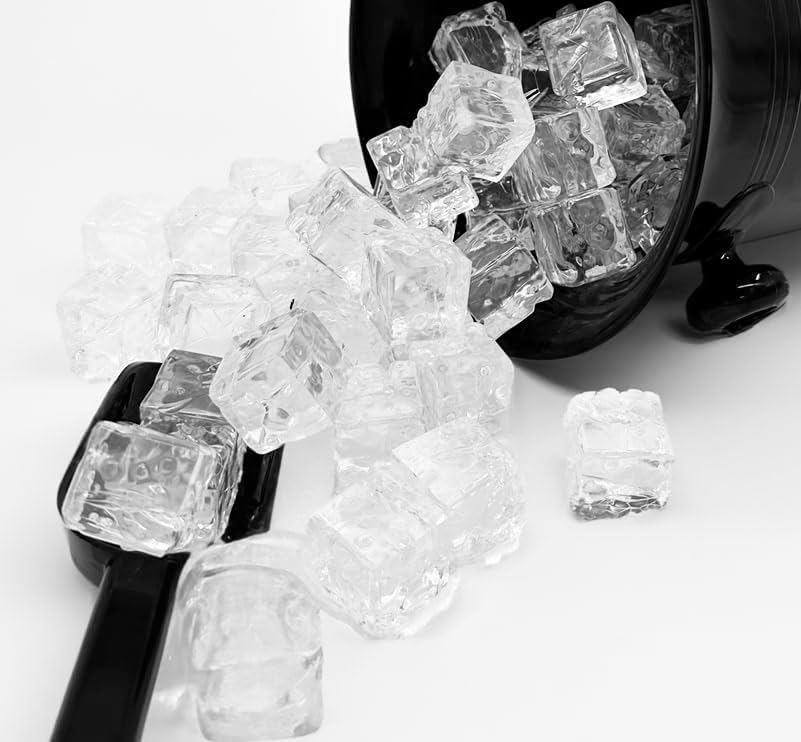 Chabrias Set of 60 Photography Prop Fake Ice Cubes 2.9 x 2.9cm - Clear Acrylic Faux Ice Cubes Picture Enhancements, Image Prop, Events, Corporate Events, Weddings, Photo Shoots, Party Decorations