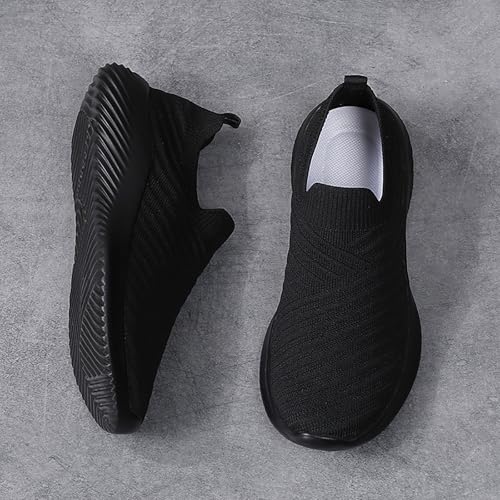 Women's Athletic Walking Shoes Elastic Casual Knit Mesh Light Blue Comfort Slip on Breathable Sneakers2