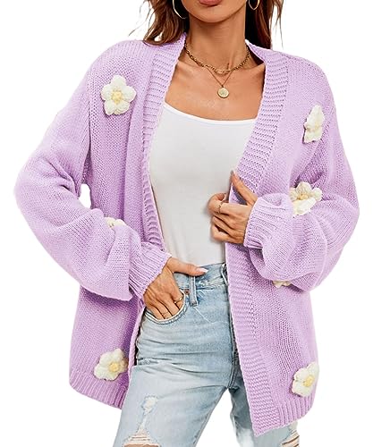 Image of Womens Y2K Cute Cardigan Sweaters Open Front Cropped Flower Knit Jacket Vintage Preppy Aesthetic 90s Clothes Kawaii Sweater