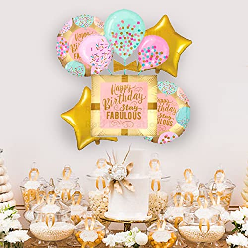 Image of Rozi Decoration Fabulous Happy Birthday Cake & Foil Balloon Set - 5-Piece Multi-Colored Party Supplies for Adults & 40th Birthday