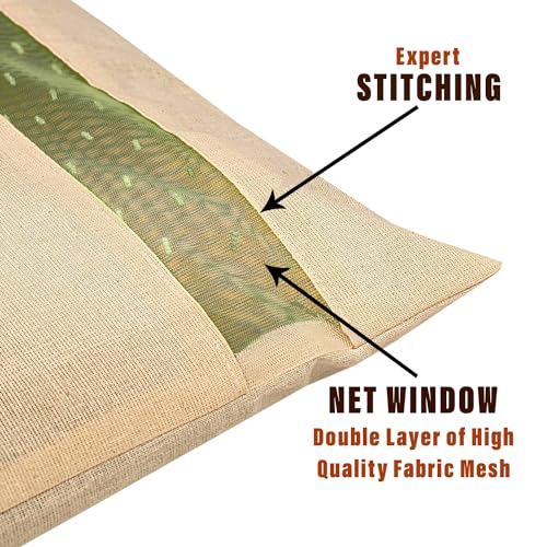 Image of Amazon Brand - Solimo Cotton Saree Bags /Covers with Zip Closure|Wardrobe Organizer with Mesh Window|Single Size (14 x 16 inches)|Pack of 24, Beige