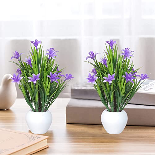 Image of Modo Combo of 2 Artificial Plants with Apple Pot for Home & Office Decor /Guldasta (21 CM) -Blue