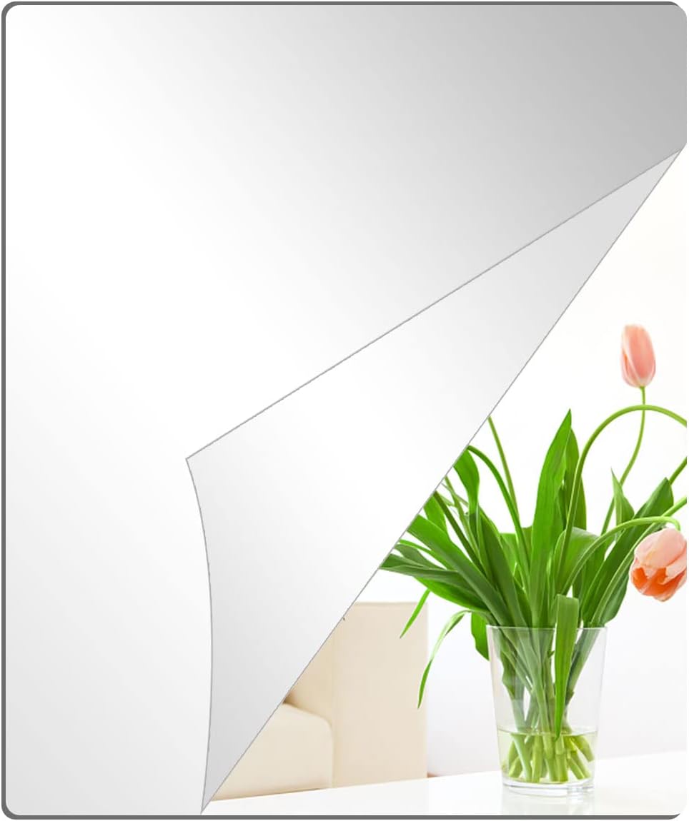 Yxyaolee HD Adhesive Mirror No Glass Mirror Tiles Self-Adhesive Massive Mirror Sheets Versatile Mirror Movie Self-Adhesive Acrylic Wall Ornament Ornamental Mirror Wall Mirror (40 x 30 cm x 2.5 mm)