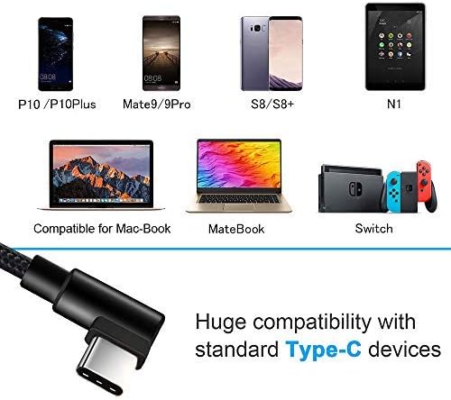 aceyoon 90 Degree USB C Cable 6ft 3ft 1ft Charging and Data Transfer Cord Braided 3 Pack Right Angle USB A to C Elbow Type C Charger Cable Compatible with S20 S10 S9 S8,P40 P30,Mate40 Mate30,Pixel