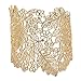 Holibanna 1 Pièce en Métal Dentelle Bracelet Dentelle Feuille Fleur Creux Vintage Boho Style Manchette Ouvert Large Bracelet Bracelet pour Les Femmes Bijoux