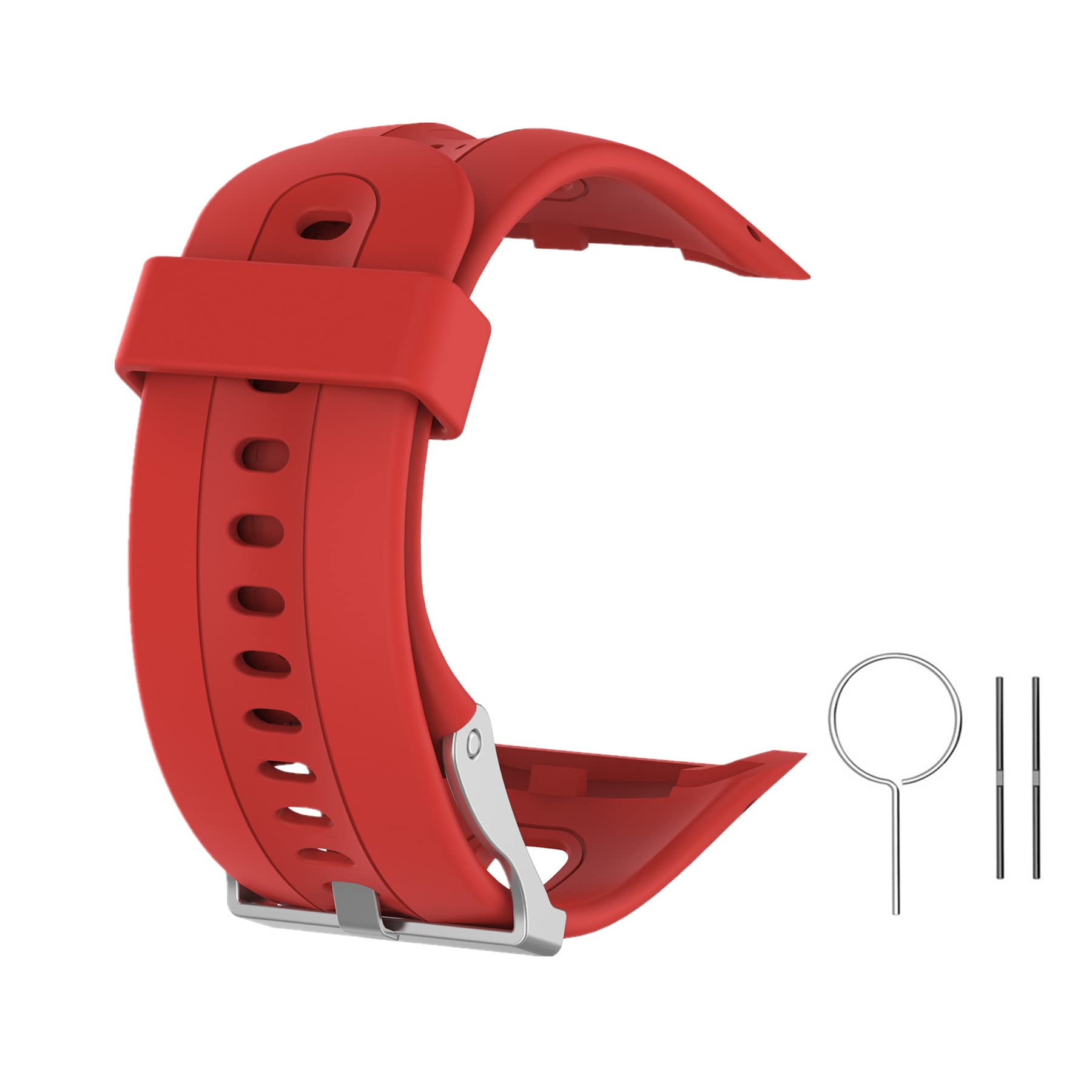Muovrto Strap for Garmin Forerunner 10, Unisex Silicone Replacement Band Watch Strap Sport Watchband for Garmin Forerunner 15 (Red, S/Women size)