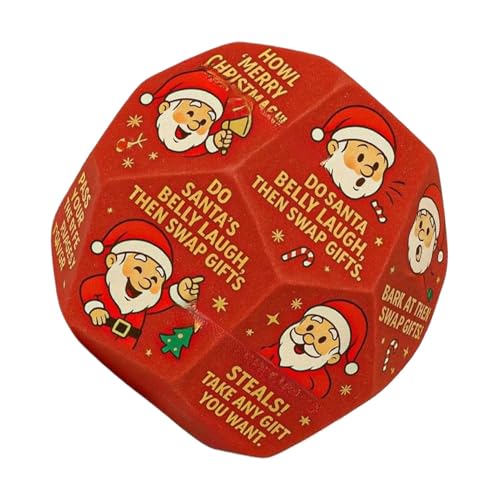Santa Swap Dice – Soporte de intercambio de regalos, texto visual en negrita legible, volumen cuadrado de 3 pulgadas, estuche de accesorios de celulosa, parte de juego, para fiestas de Navidad para