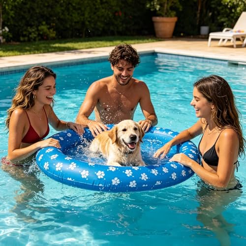 Radeau gonflable portable pour chiens de piscine : la solution anti-stress