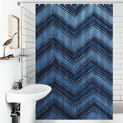 Rideau de douche pour petite baignoire tissu bleu dégradé imperméable - 5