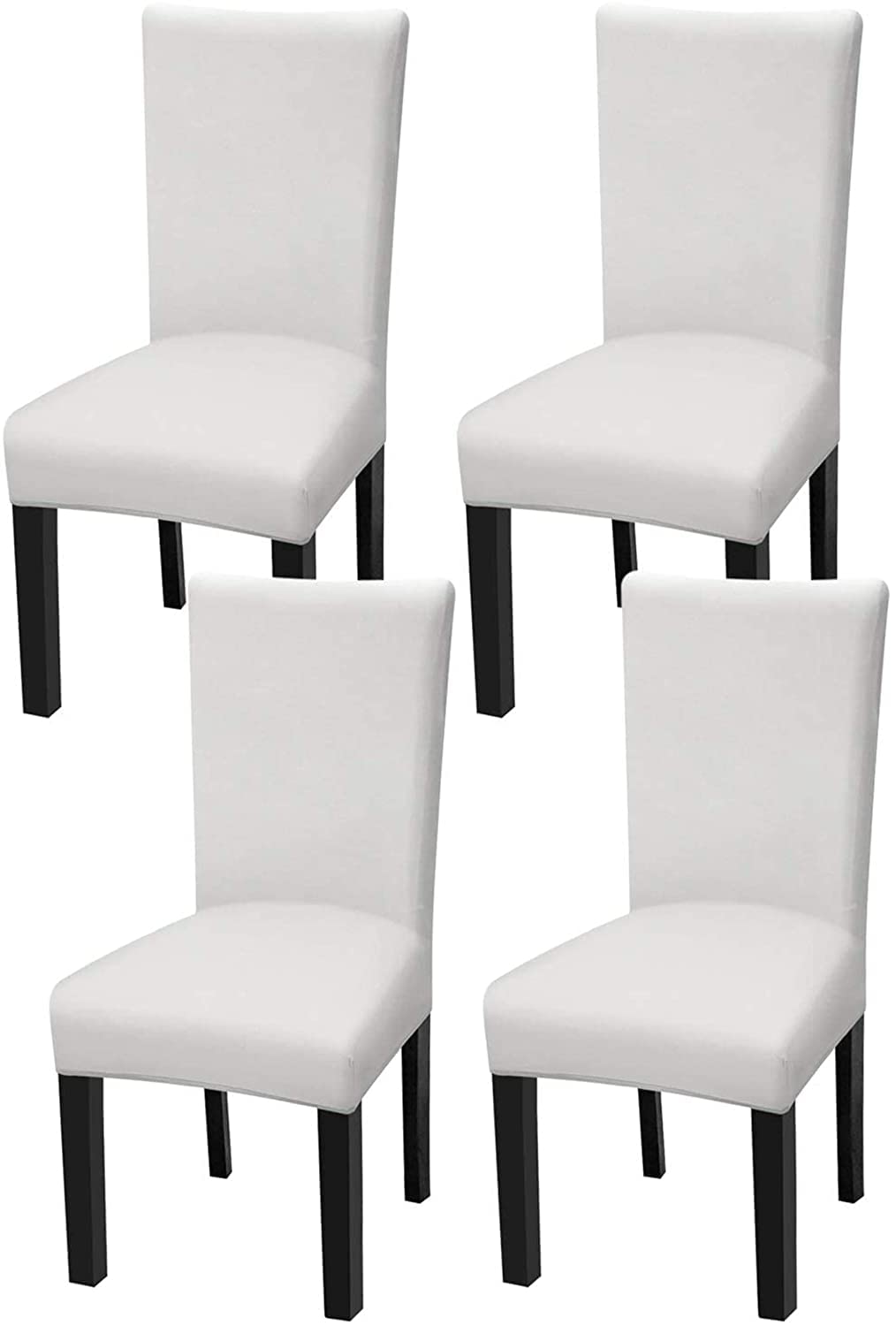 Malabar Solid Elastic Chair Cover Stretch Removable Washable Short Dining Chair Cover Seat Slipcover (White, 1)-image-2
