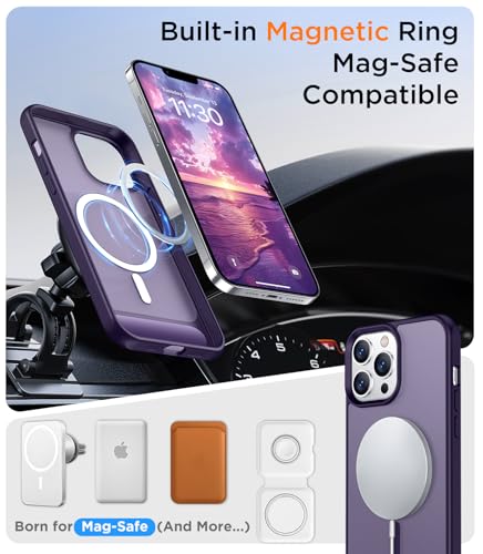 Image of Magnetic Compatible with iPhone 13 Pro Case, [Built-in Invisible Kickstand][Compatible with MagSafe] [Military Grade Shockproof] Slim Translucent Matte Phone Case for iPhone 13 Pro 6.1 inch