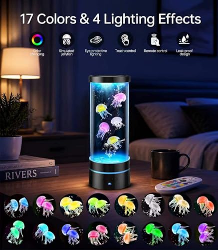 Jellyfish Lamp: 17-Color LED Floating Jellyfish Aquarium Lamp, Multi-Mode Sensory Ambient Night Light, Suitable for Bedroom and Home Office Decoration, Gift for Adults, Children(No Bluetooth Speaker) — view 3