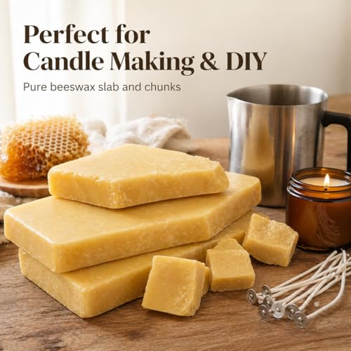 Image of LUME & CO. 100% Pure Organic Honey Beeswax Chunks, Natural Yellow Color, Premium Raw Beeswax Block for Candle Making, Cosmetics, Lip Balm, Skincare, Crafts, DIY Projects, Soap Making (100, Grams)