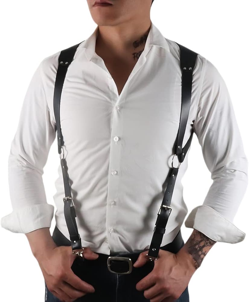 NBMARLS Men Half Body Chest Belt Adjustable Leather Belts Buckles Sexy Punk Chest Belt