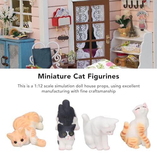 4 Unidades de Figura de Gato Em Miniatura Fofa, Brinquedos de Personagens de Gato Animal, Conjunto d