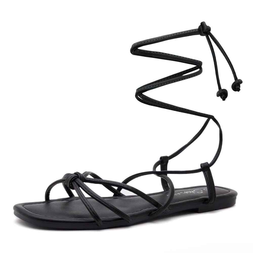 Shoe Land Women’s Flat Lace Up Sandals – Strappy Gladiator Sandals