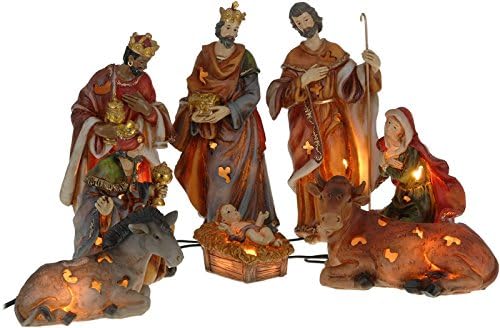 LED Light Lit Full Set Of 8 Xtra Large Replacerment Nativity Figures Christmas Figures