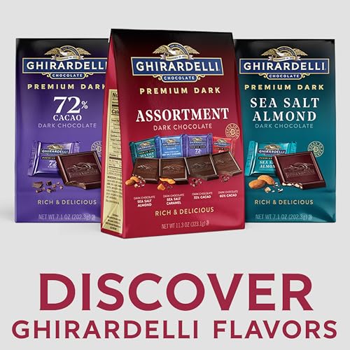 Image of Ghirardelli Premium Dark Chocolate Squares Assortment, 11.3 Oz Bag, Pack of 3, Individually Wrapped