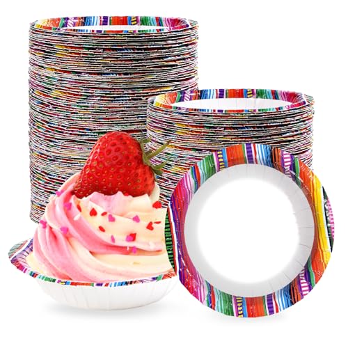 100Pcs Mexican Paper Bowls 12 Oz Heavy Duty Colorful Mexican