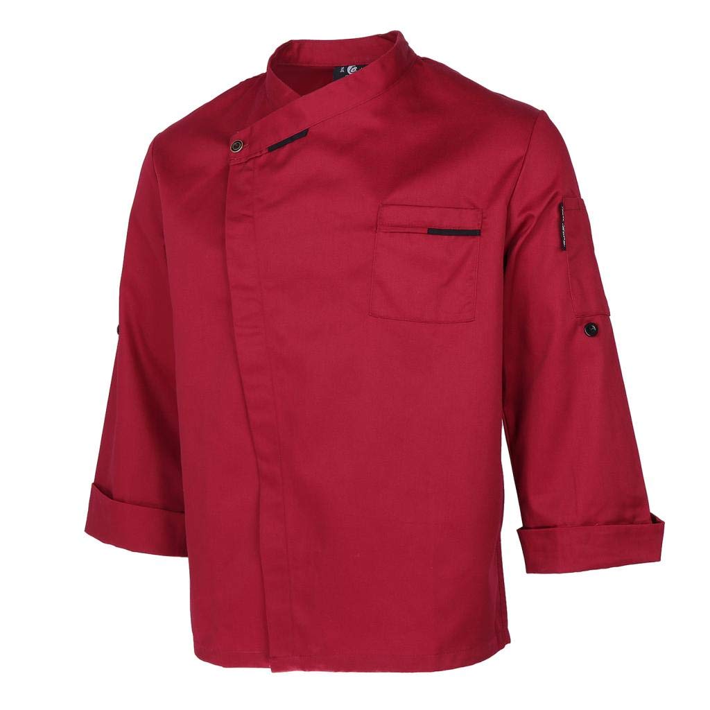 Giacche da cuoco unisex a maniche lunghe, camicia da cucina uniforme, bianco, L