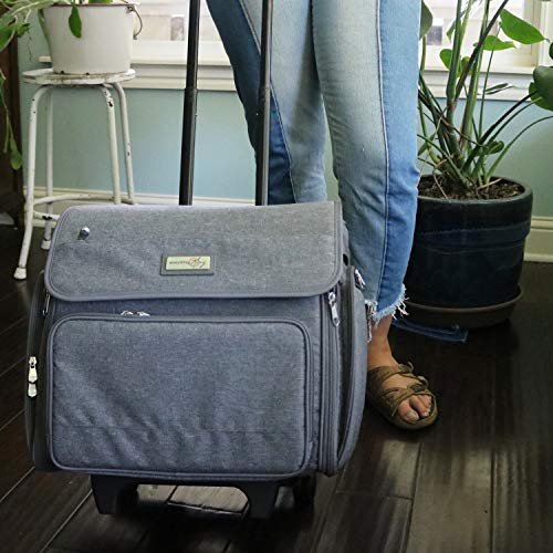 Everything Mary Deluxe Rolling Craft Case, Heather - Papercraft Scrapbook Tote Bag W/Wheels For Scrapbooking & Art - Travel Organizer Storage For Iris Boxes - For Teachers & Medical #TOP2