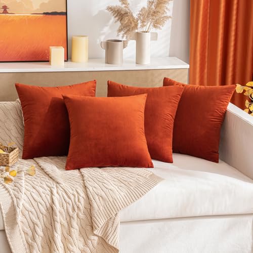 Image of MIULEE Burnt Orange Velvet Throw Pillow Cover 12 x 20 Inch Soft Decorative Pillow Cover Lumbar Cushion Case Home Decor for Couch Sofa Bedroom