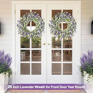 Artgar 26 Inch Spring Wreaths for Front Door, Spring Summer Lavender Paper Flower Wreaths for Home Farmhouse Windows Walls Porch Wedding Indoor Outdoor Decor for All Seasons (Purple) Artgar 26 Inch Spring Wreaths for Front Door Spring Summer Lavender Paper Flower Wreaths for Home Farmhouse Windows Walls Porch Wedding Indoor Outdoor Decor for All Seasons Purple